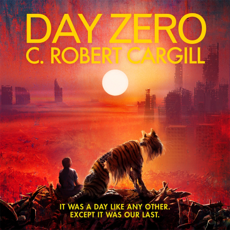 Book cover for Day Zero showing a child being playfully tossed into the air by an adult near the ocean